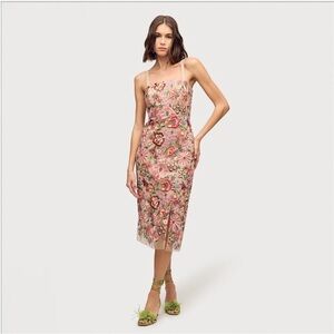 NWT Sam Edelman Pink Floral Embroidered Midi Dress Size 0